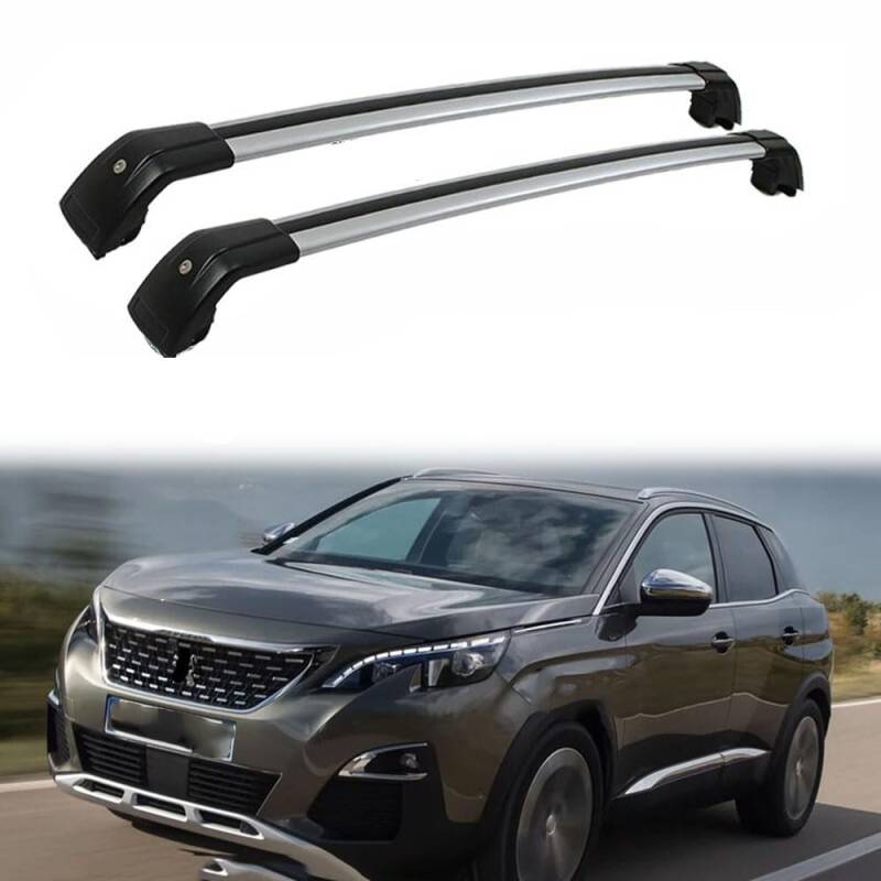 Auto Dachträger Dachreling für Peugeot 3008 2016-2022, Dach Gepäckträger aus Aluminium,Silver Black von MHART