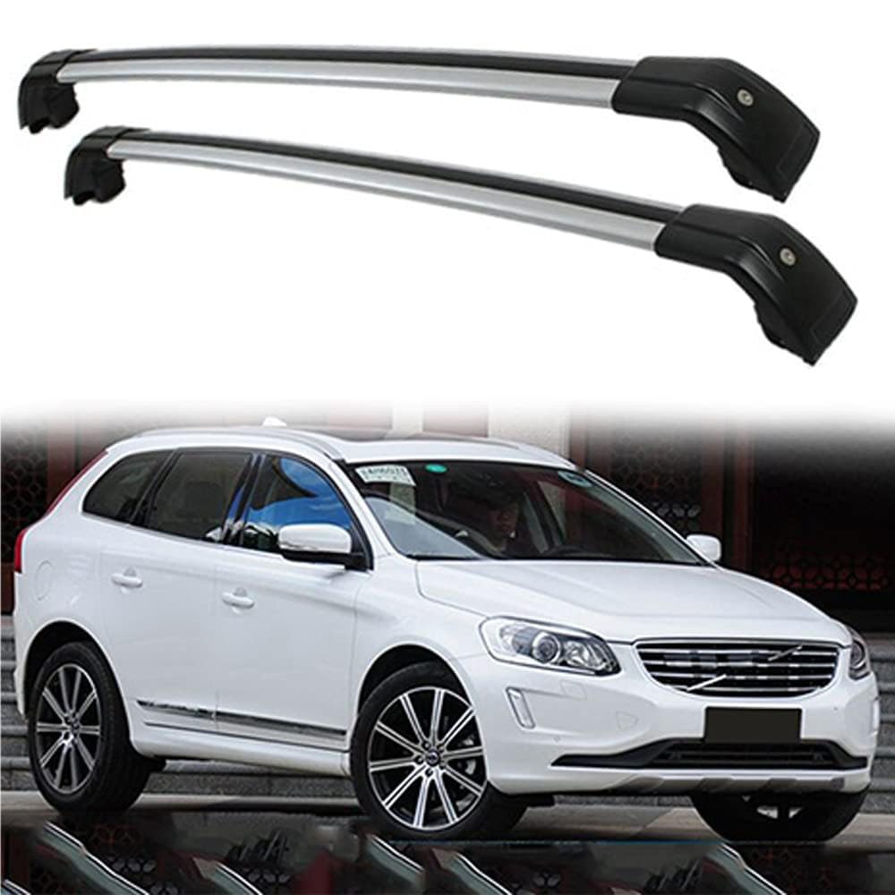 Auto Dachträger Dachreling für Volvo XC60 2008-2023 (156), Dach Gepäckträger aus Aluminium,Silver Black von MHART