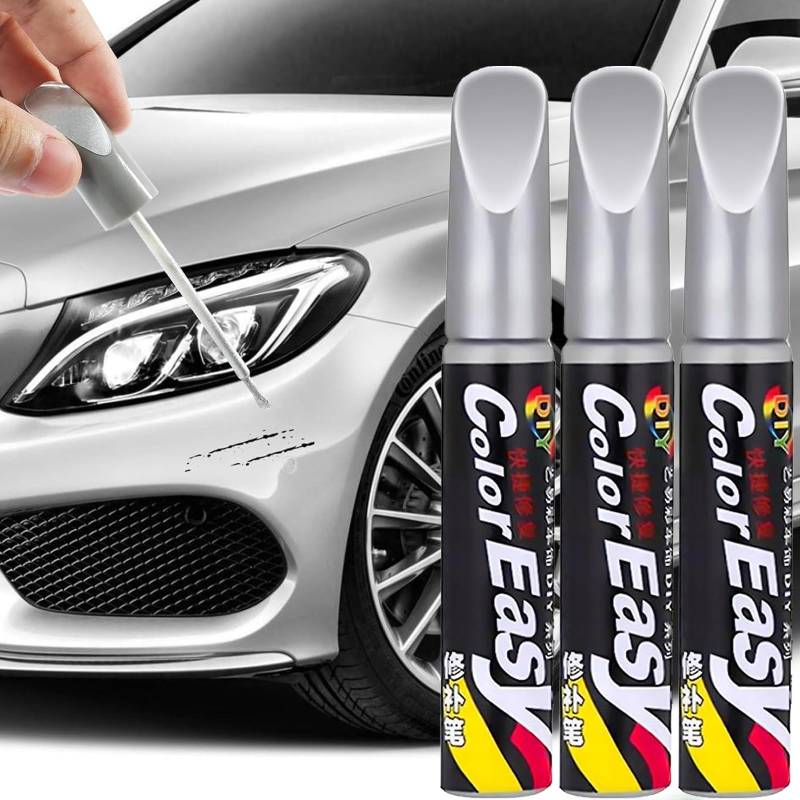 3 Stück Silber Auto Lackstift Lack Reparaturstift Silber Auto Lackstift Lackreparaturstift Autolack Kratzer Entfernen Lackstift Silber Metallic Lackstift Silber Glänzend 12 Ml Korrodiert Autos Nicht von MHDUYEG