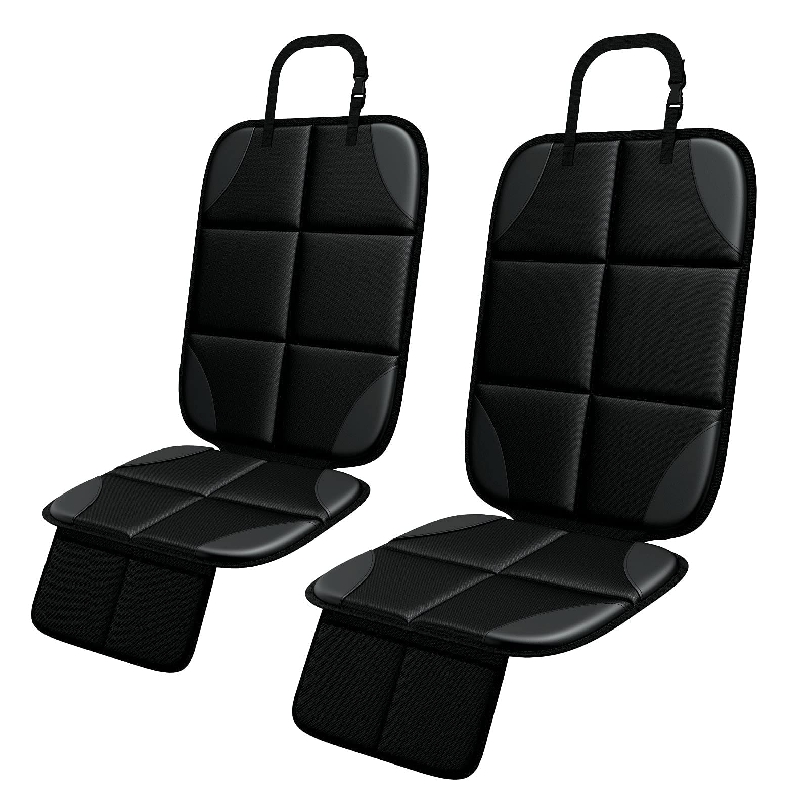 MHO+ALL Kindersitzunterlage, 2 Stück ISOfix Geeigneter Sitzschoner Auto Kindersitz für Textil- und Ledersitze, mit dickster Polsterung und Netztaschen, Leicht zu Reinigen und Rutschfestem von MHO+ALL
