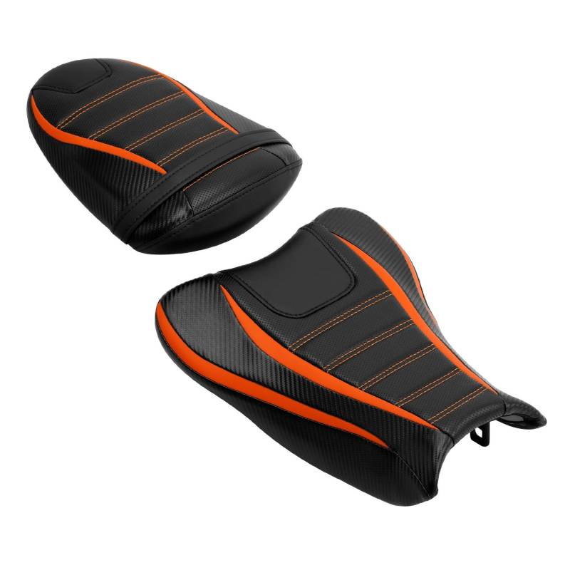 Motorrad Leder Sitz Fahrer & Beifahrer Für Sitz Für Su&zuki Für GSXR1000 GSXR 1000 2007-2008 Schwarz + Orange Motorrad von MHTGD