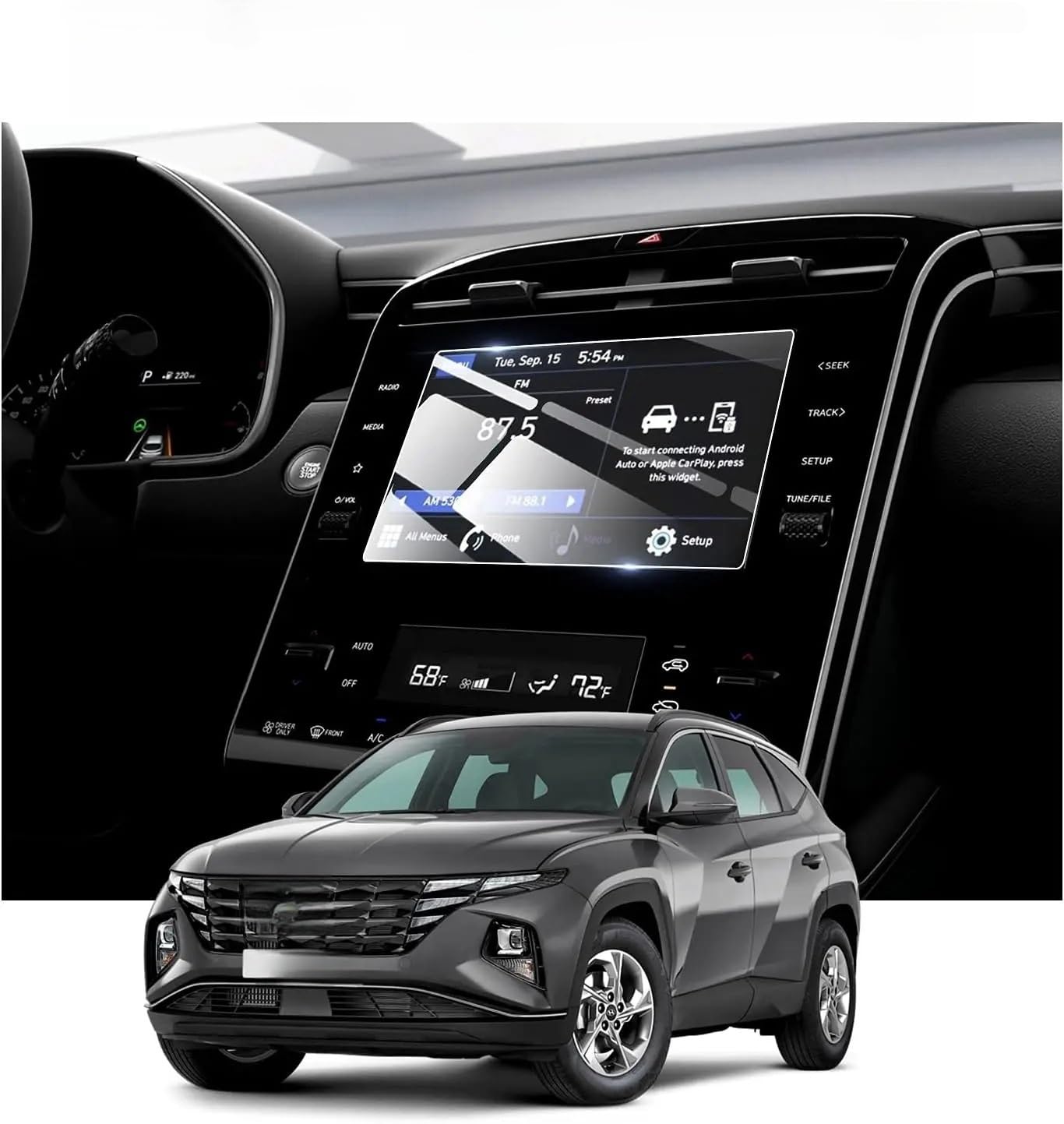 Navi Schutzfolie Für Für Tucson Für NX4 2021-2024 Auto GPS Navigation Gehärtetem Glas Bildschirm Film Schutz Auto Navigation Schutzfolie von MHTGD