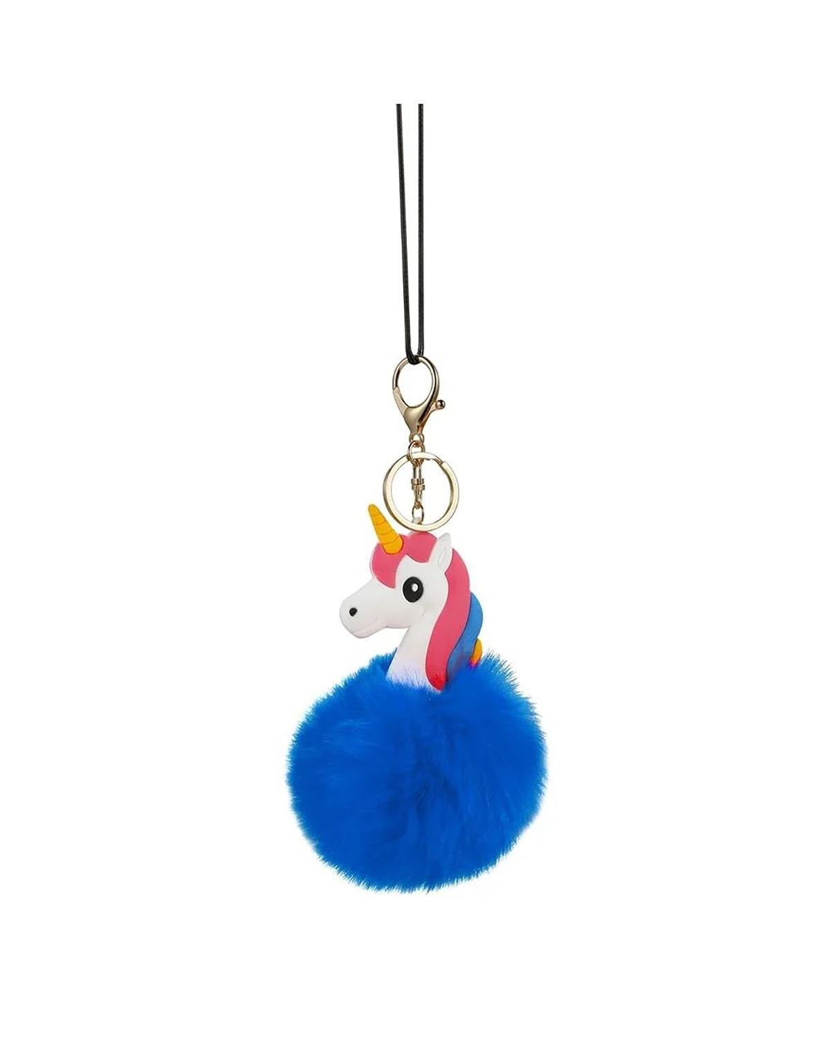 Auto Rückspiegel Anhänger Auto Anhänger Niedliche Flauschige Einhorn Künstliche Pelz Ball Dekoration Autos Rückspiegel Hängen Suspension Ornamente Geschenke Auto Hängende Ornamente(Blue) von MHYESA