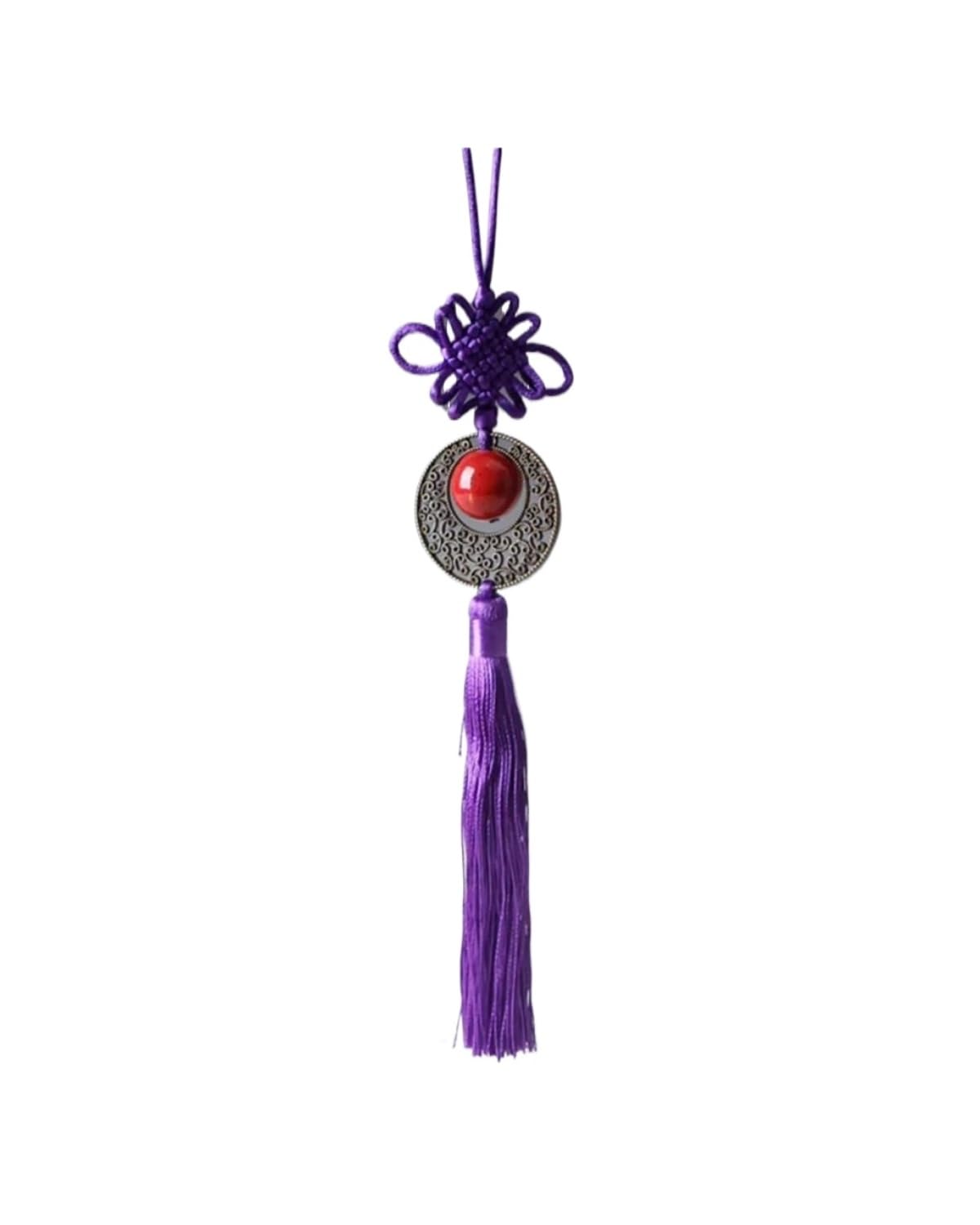 Auto Rückspiegel Anhänger Auto Anhänger Ornament Glasierte Porzellan Perlen Auto-Styling Dekoration Auto Rückspiegel Innen Zubehör Trim Geschenke Auto Hängende Ornamente(Purple) von MHYESA