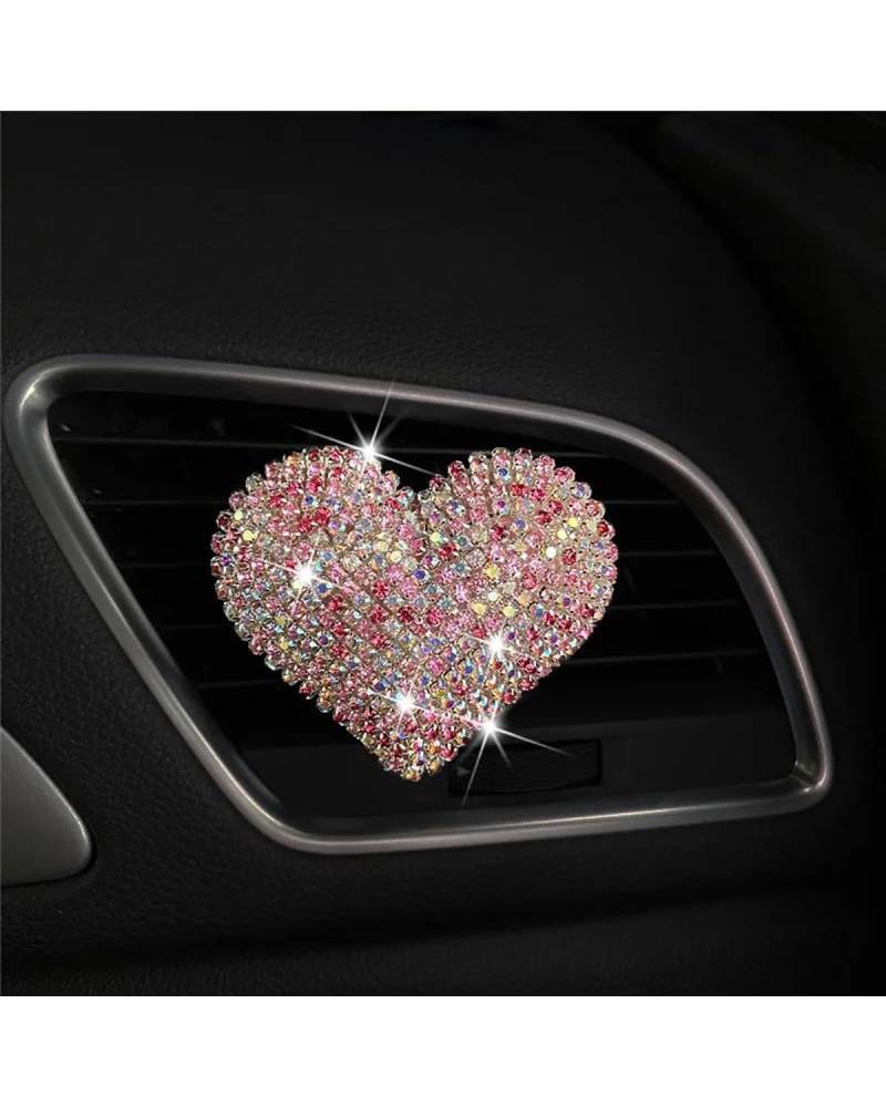 Autoduft Herzförmige Auto Parfüm Clip Kreative Strass Auto Klimaanlage Air Outlet Parfüm Dekoration Clip Auto Zubehör Lufterfrischer(Pink) von MHYESA