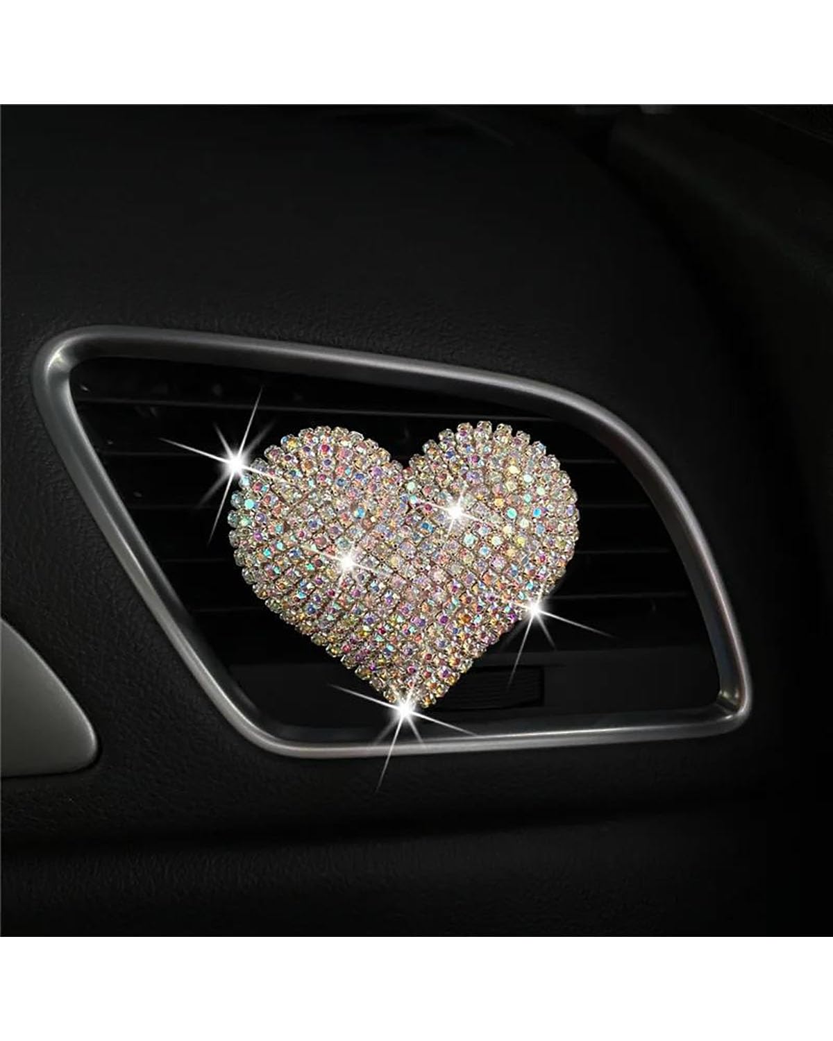 Autoduft Herzförmige Auto Parfüm Clip Kreative Strass Auto Klimaanlage Air Outlet Parfüm Dekoration Clip Auto Zubehör Lufterfrischer(Silver) von MHYESA