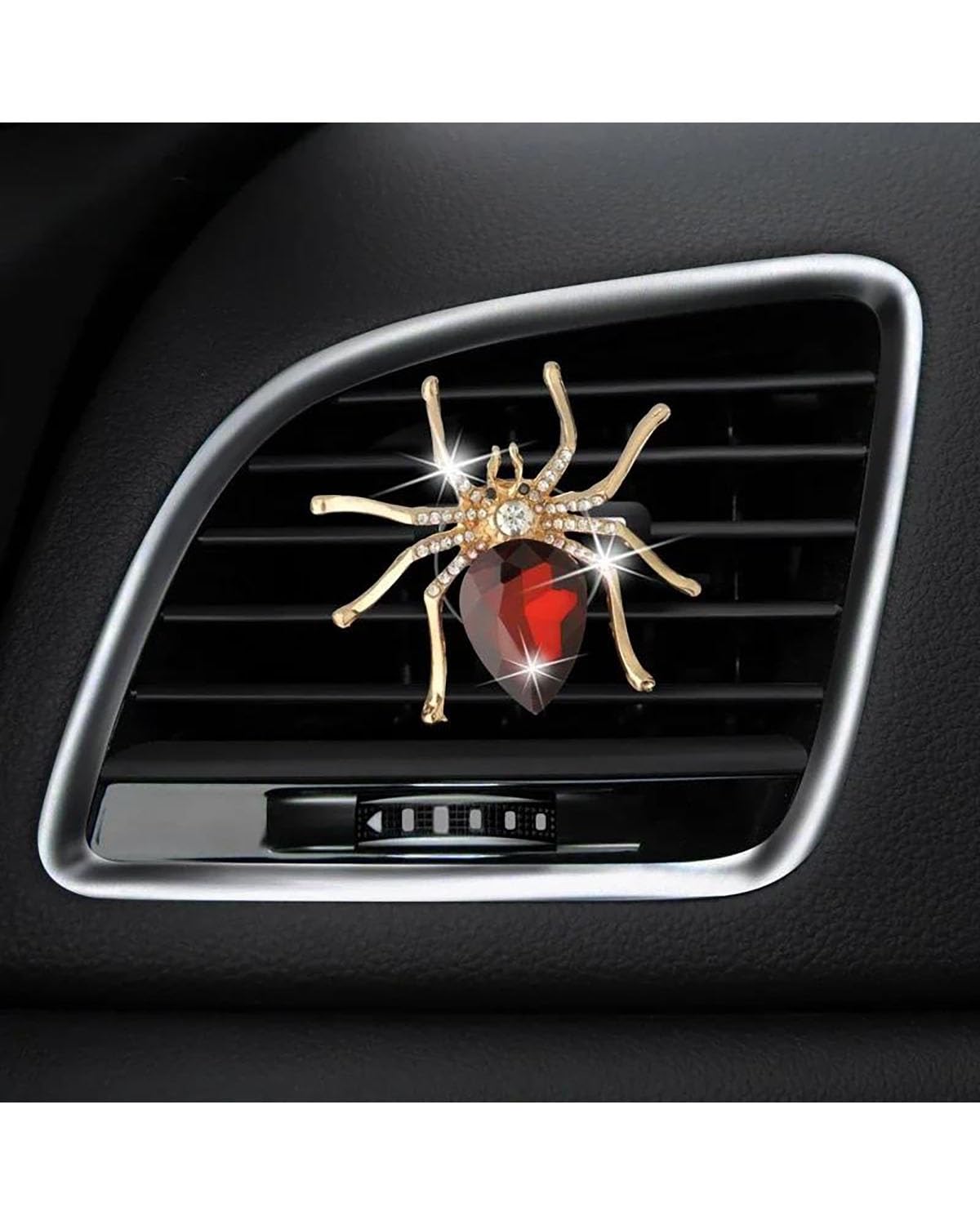 Autoduft Kristall Auto Lufterfrischer Spinne Air Vent Clips Nette Auto Diffusor Vent Clip Innen Dekor Bling Auto Zubehör Für Frauen Lufterfrischer(Red) von MHYESA