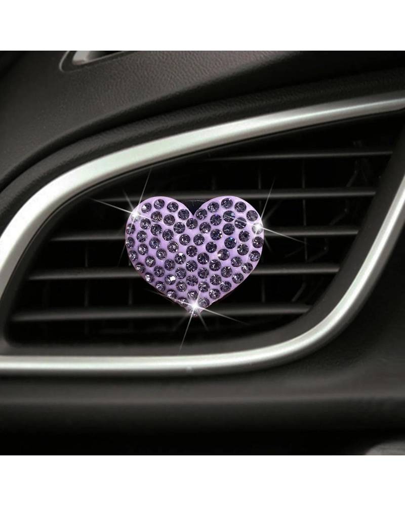 Autoduft Nette Auto Air Outlet Parfüm Clip Diamant Herzförmige Clips Auto Lufterfrischer Clip Duft Aroma Auto Innen Zubehör Frau Lufterfrischer(Purple) von MHYESA