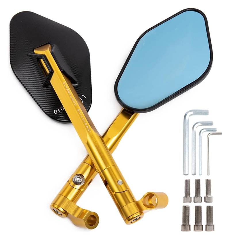 Für VER&SYS CNC Aluminium Rearview Außenspiegel 8mm 10mm Dekoration Motorrad Seite Rückspiegel(Gold) von MIAOLISI