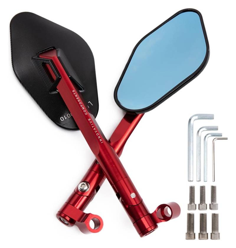 Für VER&SYS CNC Aluminium Rearview Außenspiegel 8mm 10mm Dekoration Motorrad Seite Rückspiegel(Red) von MIAOLISI