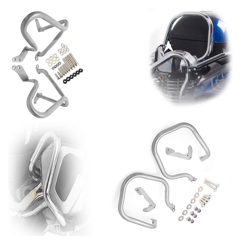 Motorrad Autobahn Sturzbügel Für BM&W R1250RT R1250 RT R 1250 RT 2018-2022 Autobahn Motor Schutz Stoßstange Vorne & Hinten Sawddlebag Schutz Crash Protector(A Set of Silver) von MIAOLISI