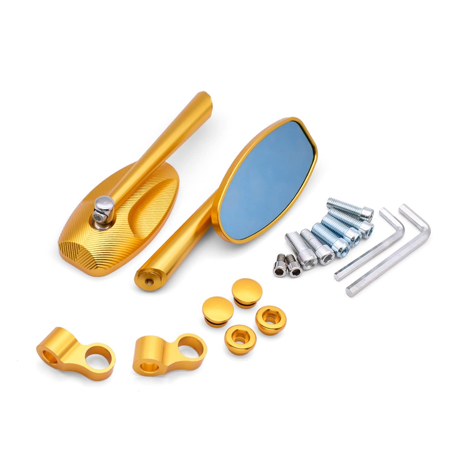 Motorrad Rückspiegel 10mm Universal Motorrad Rückspiegel CNC Billet Seite Spiegel Für CRF 450X 230F Für XR 230 250 400 125 Für CRM250R(Gold) von MIAOLISI