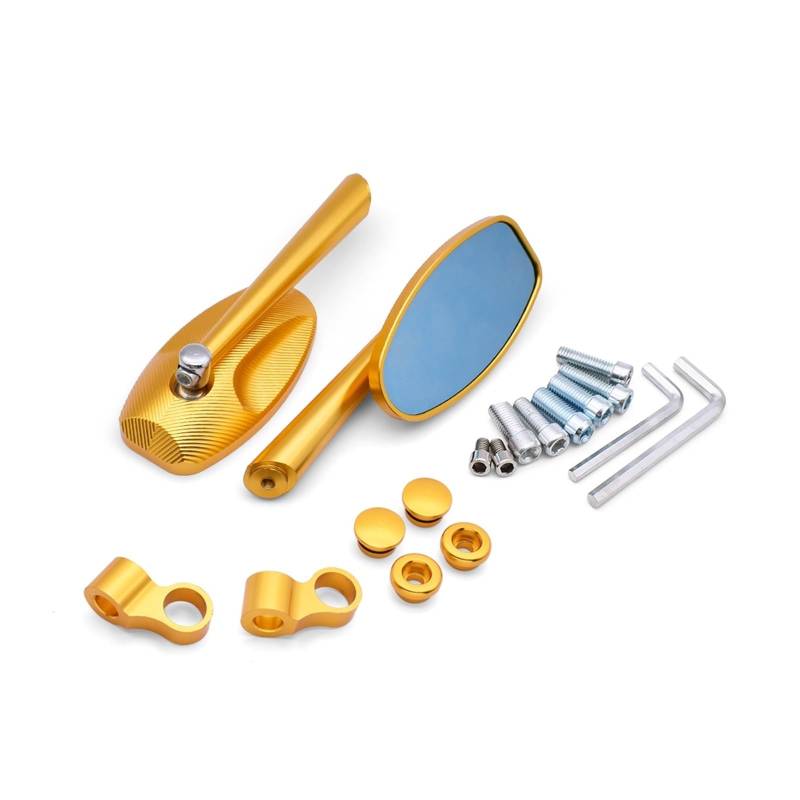 Motorrad Rückspiegel 10mm Universal Motorrad Rückspiegel CNC Moto Billet Seite Spiegel Für TDM 900 Für Y&AMAH&A Y&AMAH&A MT 01 03 25 Für YBR 125 Für YZF R15 XT660(Gold) von MIAOLISI