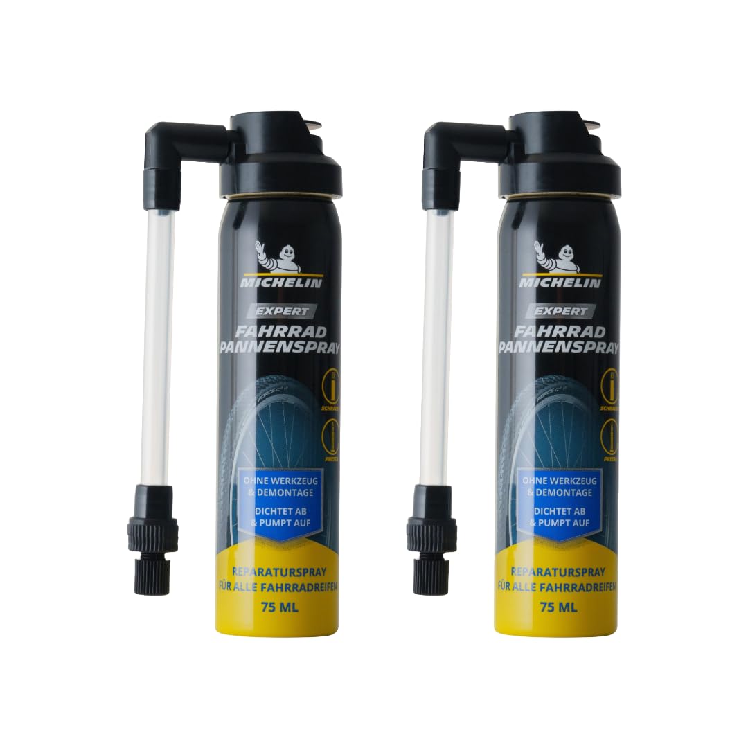 MICHELIN Expert Fahrrad Pannenspray 2 x 75ml | Reifendichtmittel Fahrrad | Fahrradreifen Reparatur | Fahrrad Reifenreparatur ohne Werkzeug von MICHELIN