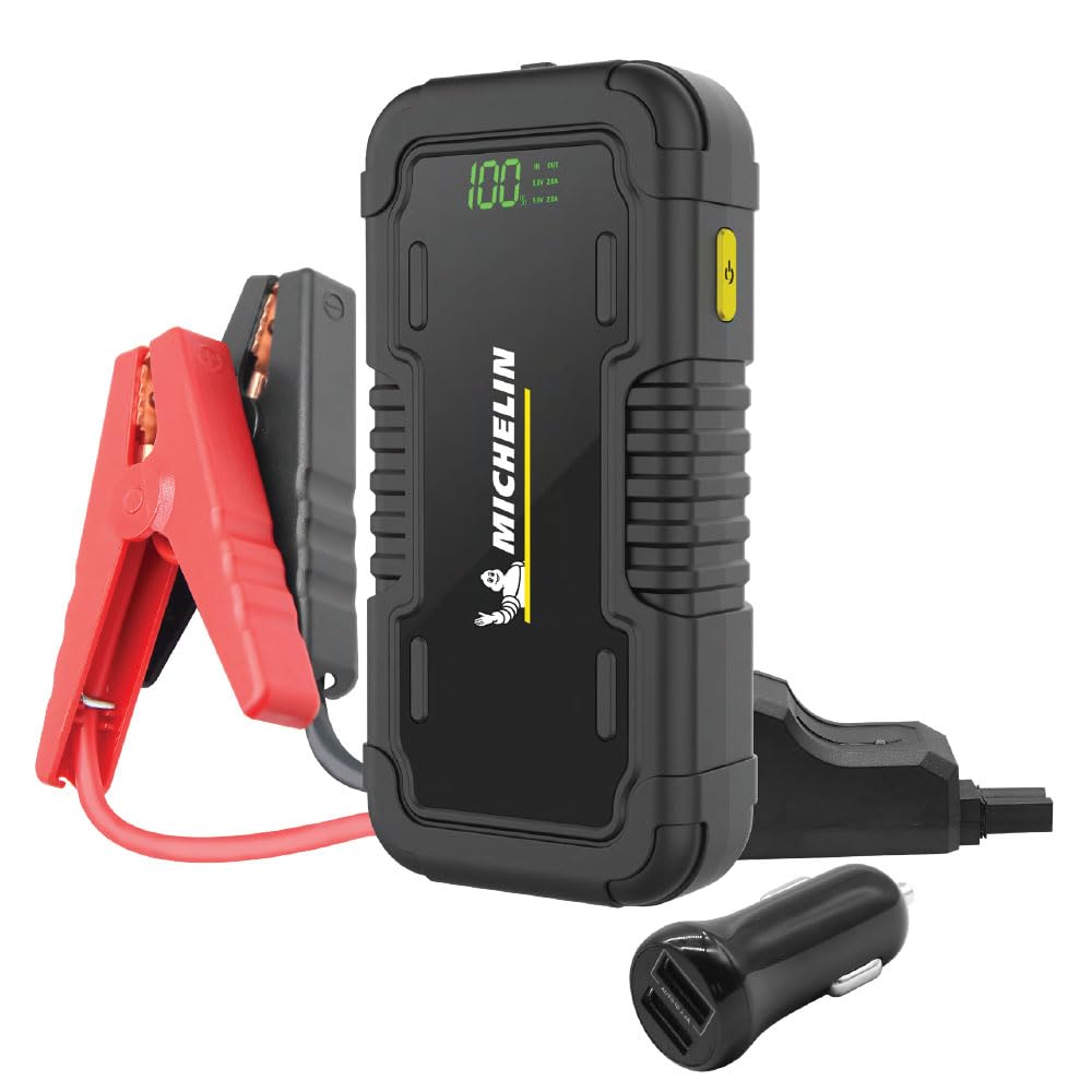 MICHELIN MJS160 Jump Starter und Power Bank | Starthilfegerät 16.000 mAh|Spitzenstrom von 2000A / 12V Fahrzeuge| LED Licht |Geeignet für 6.0l Benzin und 4.0l Diesel, Schwarz von MICHELIN