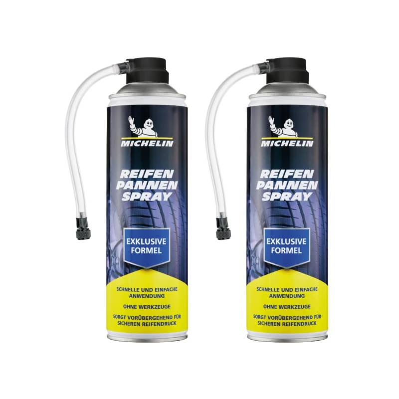 MICHELIN Reifendichtmittel 2 x 500ml | Pannenspray Fürs Auto Blitzschnell Ohne Werkzeug Löcher Im Reifen Reparieren 500 Ml | Pkw Kleine Suv Und Wohnwagen von MICHELIN