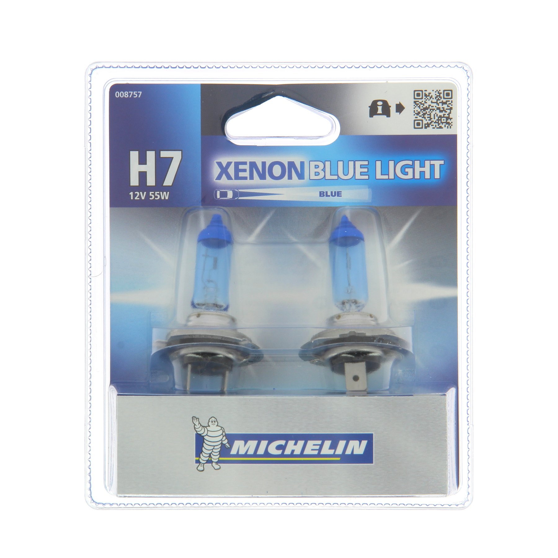 MICHELIN 2 x H7 BLUE LIGHT 55 W Autolampen für Fernlicht, Abblendlicht und Nebelscheinwerfer, Tageslicht von MICHELIN