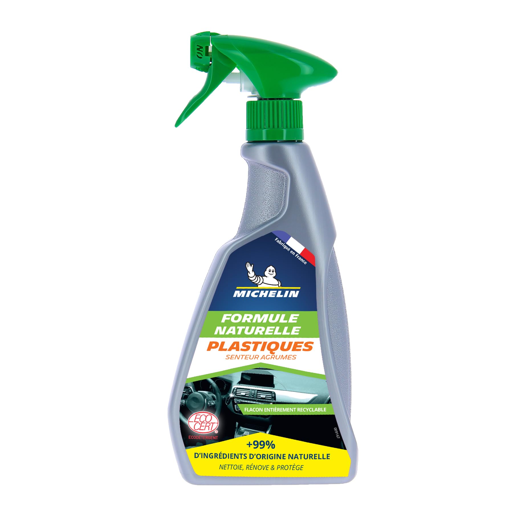 MICHELIN 009167 Kunststoffreiniger für Autos, natürliche Formel, Zitrusduft, 500 ml, Grün von MICHELIN