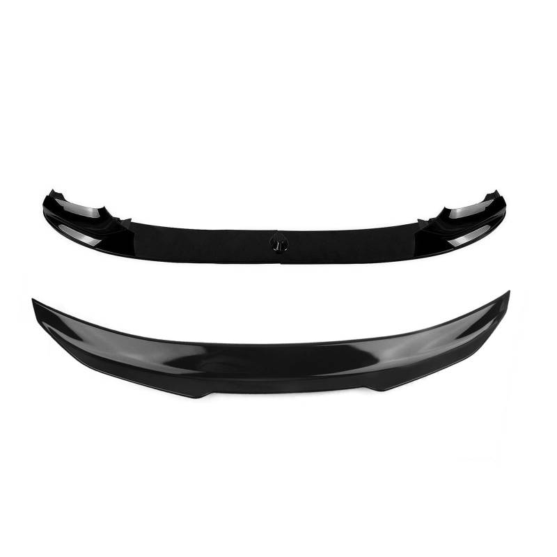 Auto Spoiler Für F10 5 Series 2011-2016 Für Sport 550i Auto Front Stoßstange Splitter Lip + Hinten Stamm Spoiler Flügel Rear Spoiler(Glossy Black) von MIENAOC