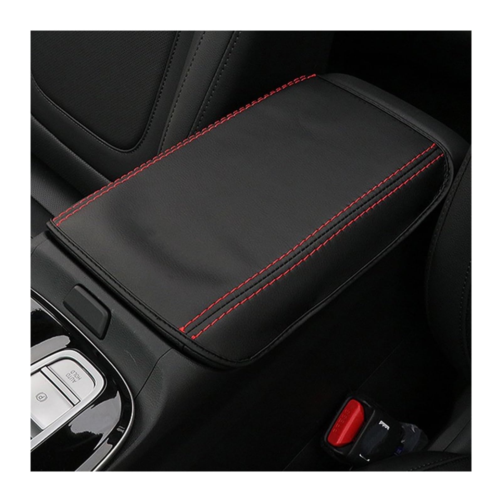 Auto zubehör Für Hyundai Für Tucson 2021 2022 NX4 Hybrid Auto Center Konsole Sitz Box Pad Armlehne Abdeckung Schutzhülle Auto deko innenraum(Black Red Line) von MIENAOC