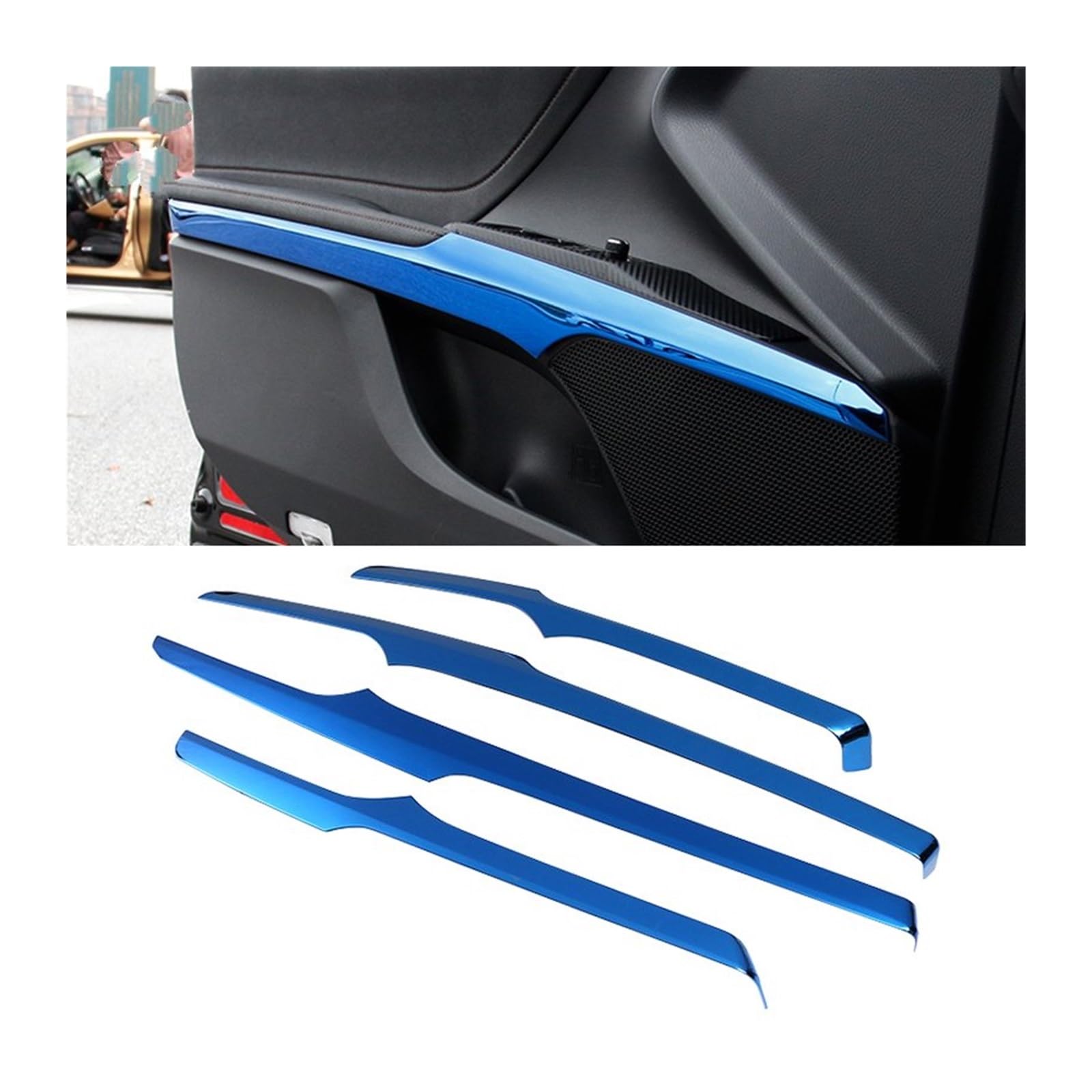 Auto zubehör Für Toyota Für Camry 70 XV70 2018 2019 2020 2021 2022 2023 Auto Innen Tür Panel Trim Streifen Aufkleber Auto deko innenraum(Blue) von MIENAOC