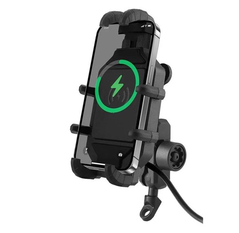 GPS Navigation Halterung Für 4,0 Bis 7,0 Zoll Große Mobiltelefone. Motorrad-Telefonhalter. Telefonhalterung Mit Kabellosem USB-QC3.0-Schnellladegerät Handyhalter Motorrad(Rearview Charging) von MIENAOC