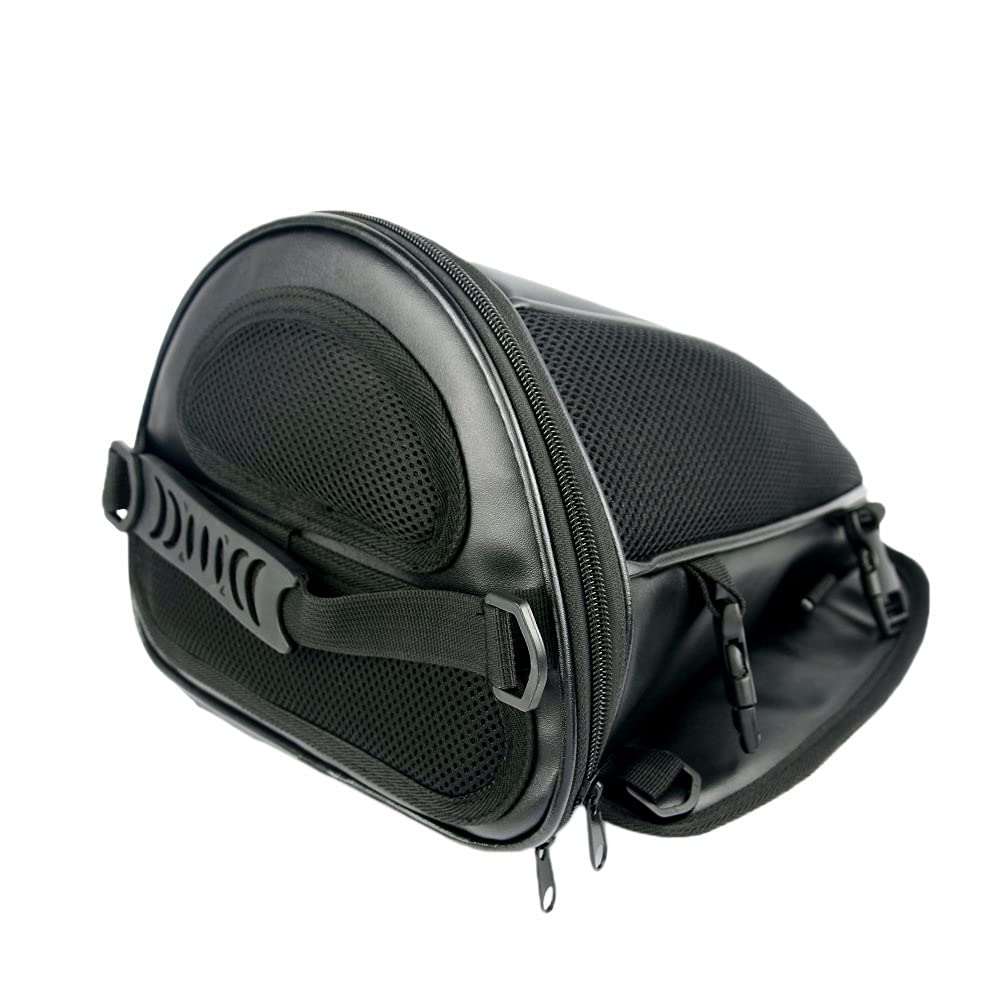 MIGHTYDUTY Hecktasche Motorrad Wasserdicht Multifunktionale Tankrucksack Zum Mitnehmen PU Leder Motorrad Rücksitz Satteltasche Schwarz von MIGHTYDUTY