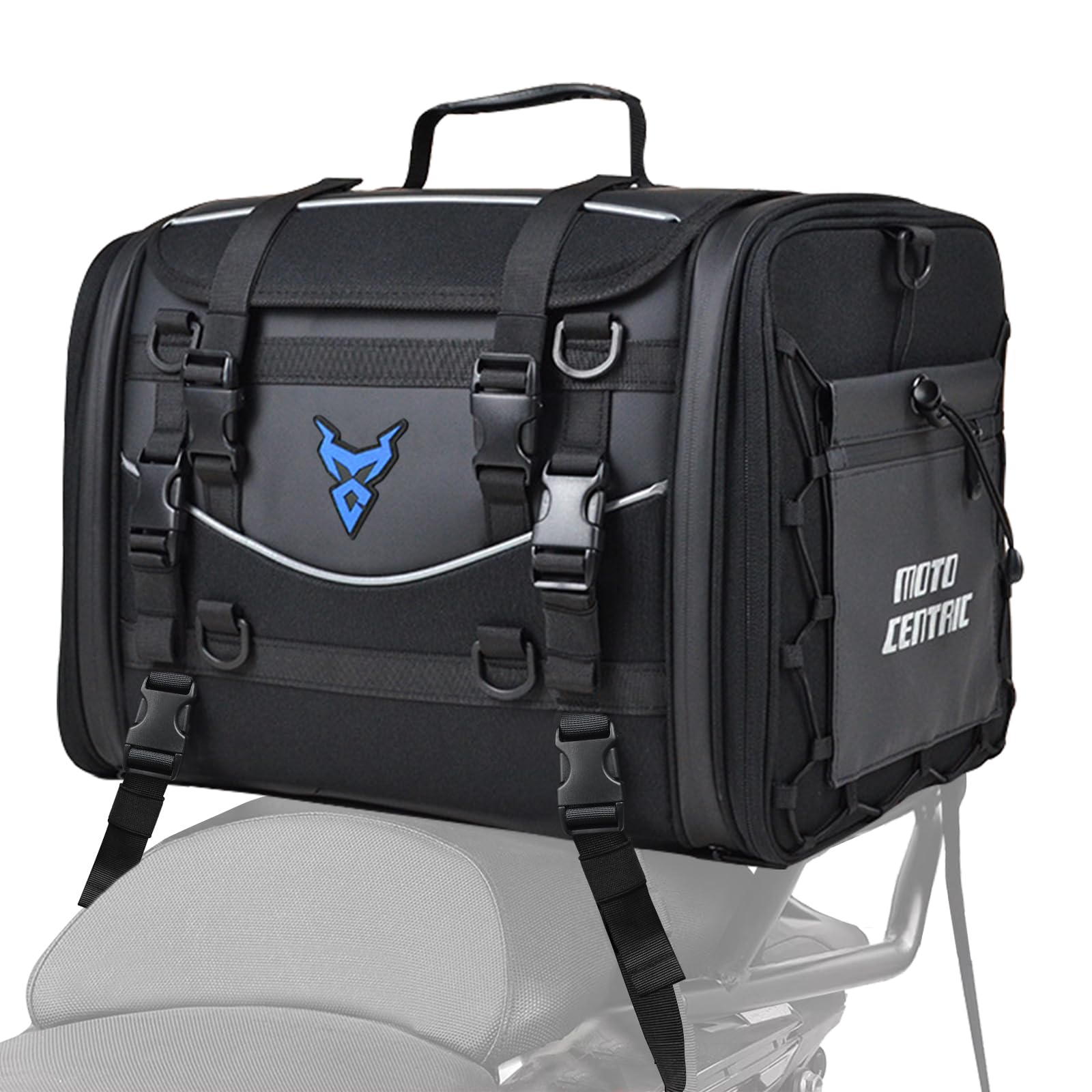 MIGHTYDUTY Motorrad Hecktasche Expandable 45-60L wasserdichte Faltbare Durable Multifunktionale Portable Motorrad Tasche Hard Große Kapazität Aufbewahrungstasche Blau M von MIGHTYDUTY