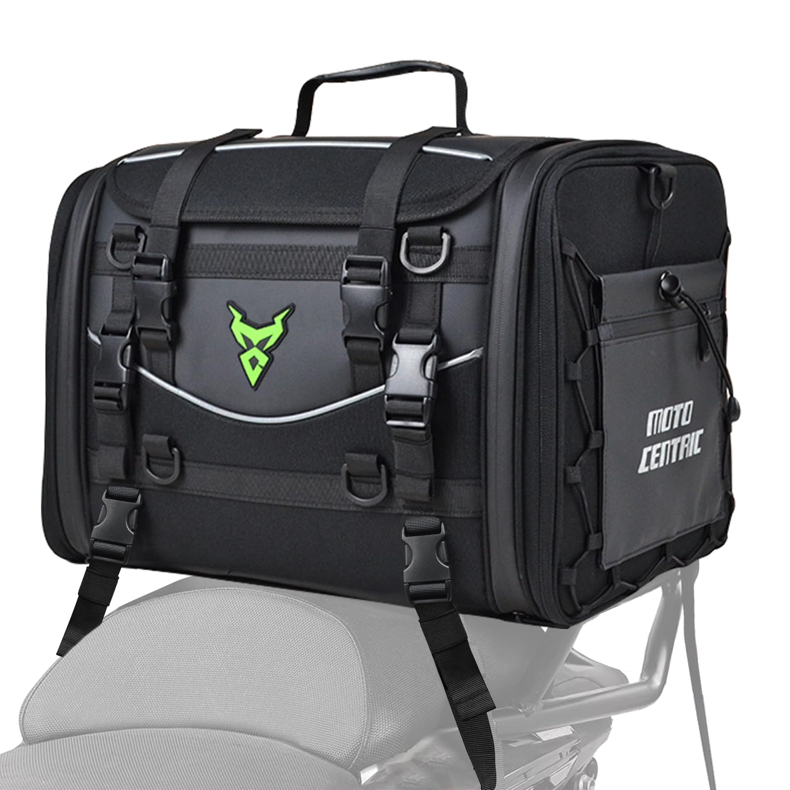 MIGHTYDUTY Motorrad Hecktasche Expandable 45-60L wasserdichte Faltbare Durable Multifunktionale Portable Motorrad Tasche Hard Große Kapazität Aufbewahrungstasche Grün M von MIGHTYDUTY