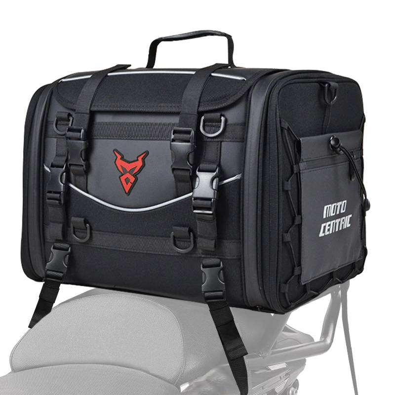 MIGHTYDUTY Motorrad Hecktasche Expandable 45-60L wasserdichte Faltbare Durable Multifunktionale Portable Motorrad Tasche Hard Große Kapazität Aufbewahrungstasche Rot M von MIGHTYDUTY