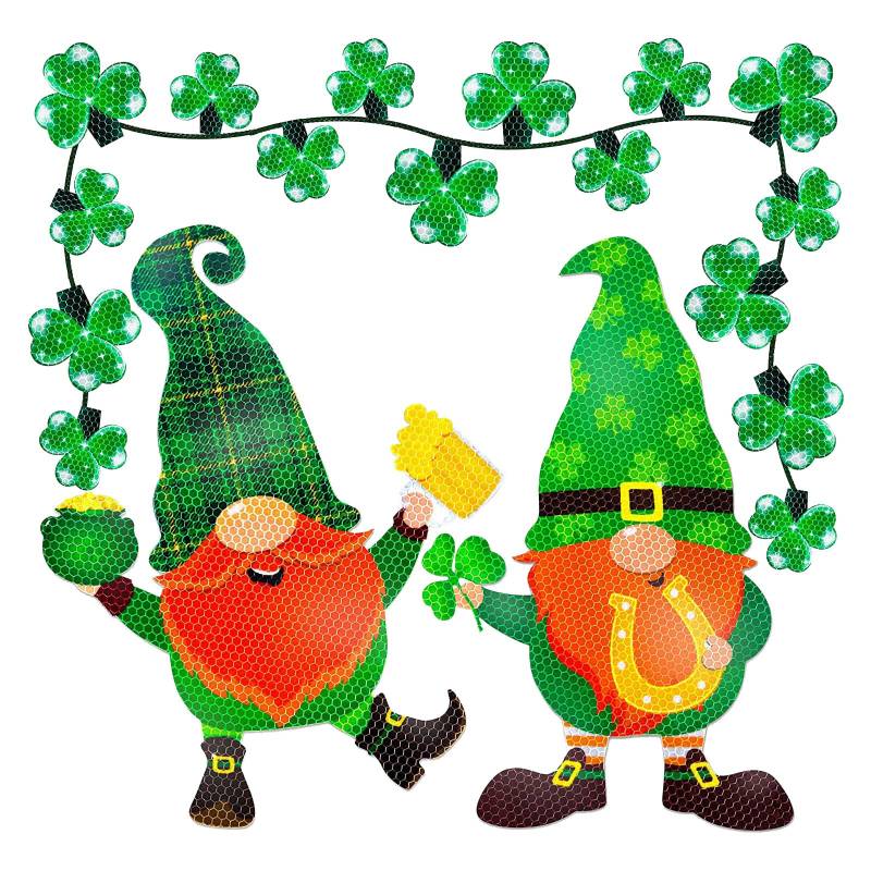 MIGIFTDY 30 Stück St. Patrick's Day Autoaufkleber Reflective grüner Zwergenstil Zwerg Kleeblatt Refrigerator Magnets Garage Magnet für irischen Urlaub Auto Briefkasten von MIGIFTDY