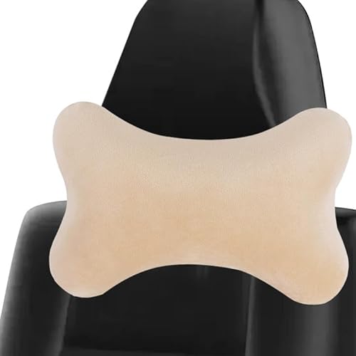 Weiche Memory Foam Auto Nackenkissen mit Verstellbarem Gurt Komfortabel Atmungsaktiv Autositz Kopfstütze mit Abnehmbarer Abdeckung Kopfkissen Passt für Erwachsene und Kinder (beige) von MIGIFTDY