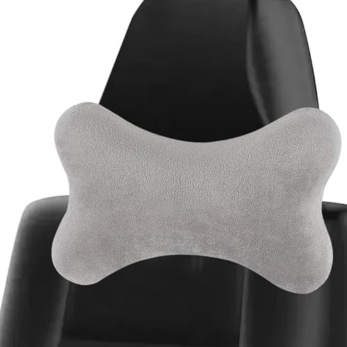 MIGIFTDY Weiche Memory Foam Auto Nackenkissen mit Verstellbarem Gurt Komfortabel Atmungsaktiv Autositz Kopfstütze mit Abnehmbarer Abdeckung Kopfkissen Passt für Erwachsene und Kinder (grau) von MIGIFTDY