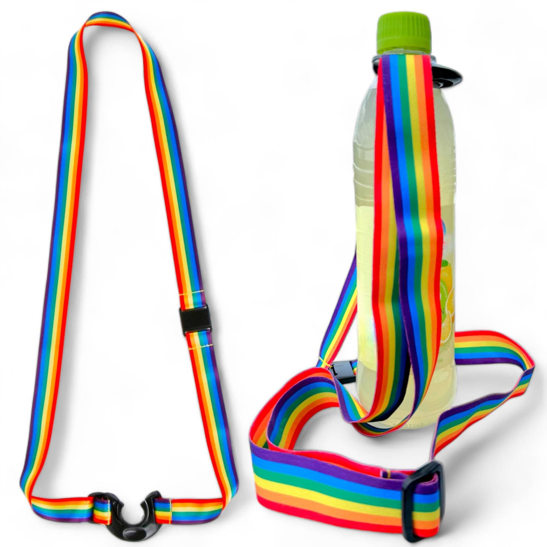 MIJOMA Regenbogenfarbener Trinkflaschenhalter Pride – Stilvoller Getränkegurt, Universal und Sicher für Festival & Outdoor (1) von MIJOMA