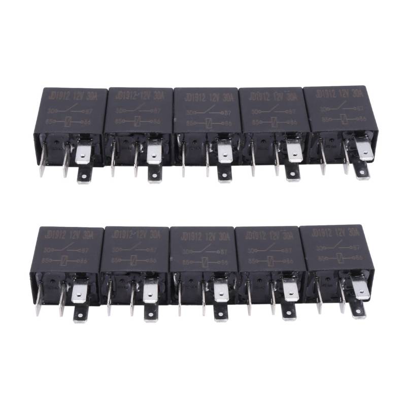 MILLTOR 10 x 30 A Ampere 12 V 4-poliges Auto-Auto-Relais-Set SPST für Lüfter, Kraftstoffpumpe, Hupe von MILLTOR