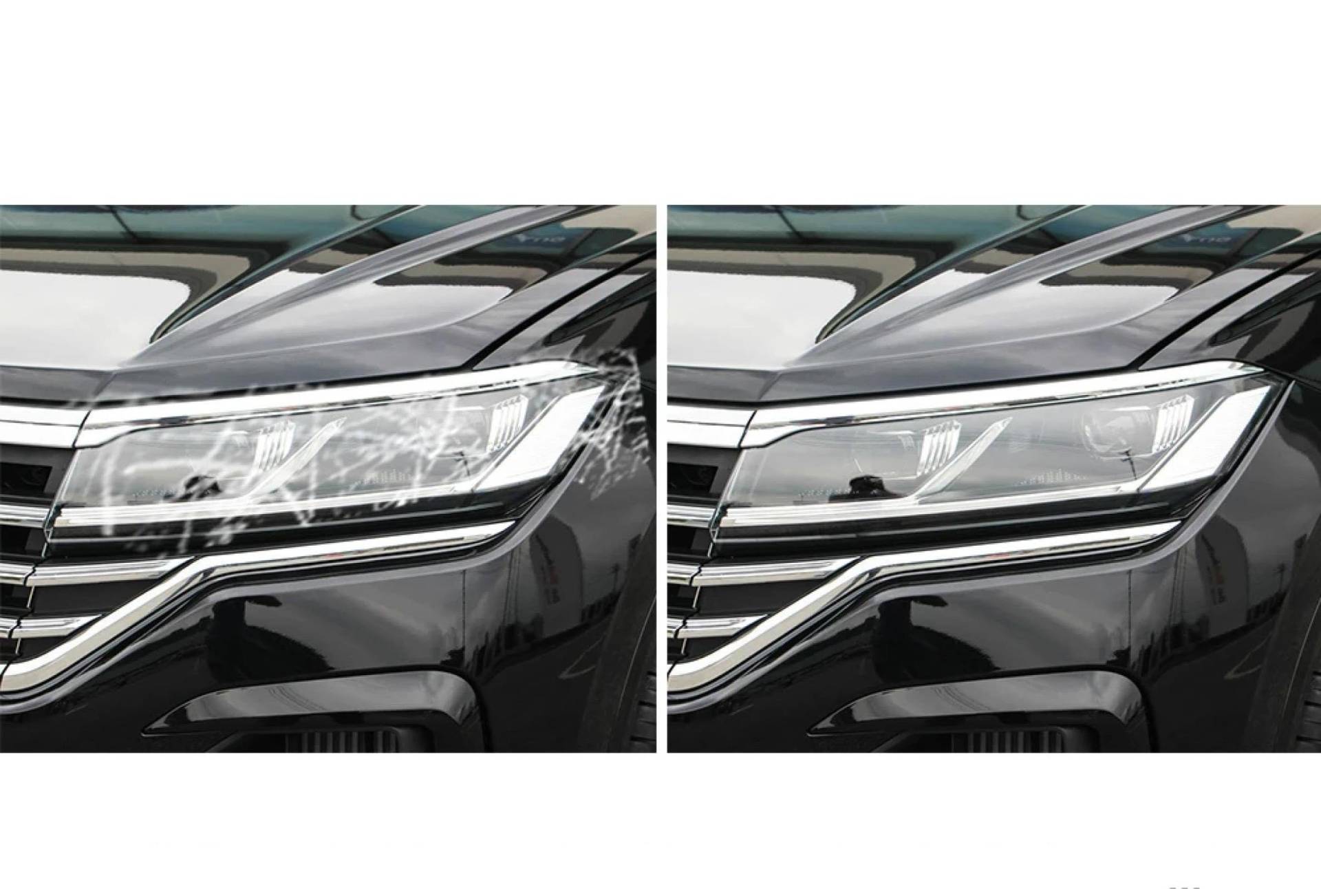 2 Stück Auto Scheinwerfer Schutzfolie Restaurierung Transparent Schwarz TPU Aufkleber, Für VW Touareg 7P CR 2011-On, Auto Scheinwerfer Film Zubehör von MILLYHOUSE