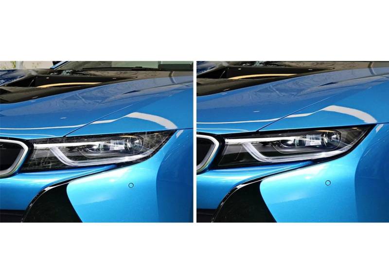 2 Stück Auto Scheinwerfer Schutzfolie Scheinwerfer Restaurierung Transparent Schwarz TPU Aufkleber Für BMW i8 2014-2020, Automobilscheinwerfer Film Zubehör von MILLYHOUSE