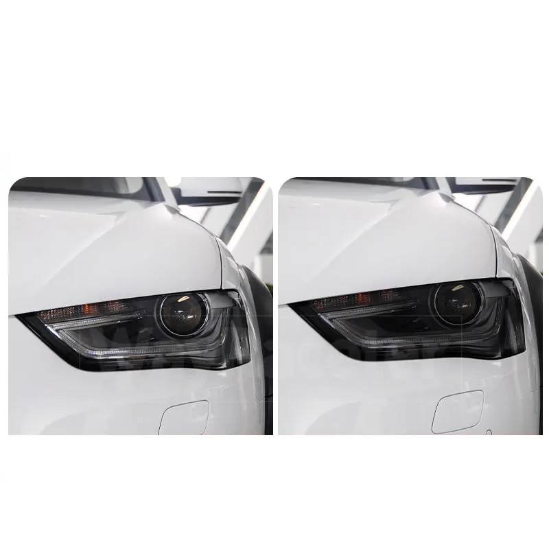 2 Stück Auto Scheinwerfer Schutzfolie Transparent Rauchschwarz TPU Aufkleber, Für Audi A4 B8 Facelift 2012 2013 2014 2015 S4 RS4 8K, Automobilscheinwerfer Film Zubehör von MILLYHOUSE