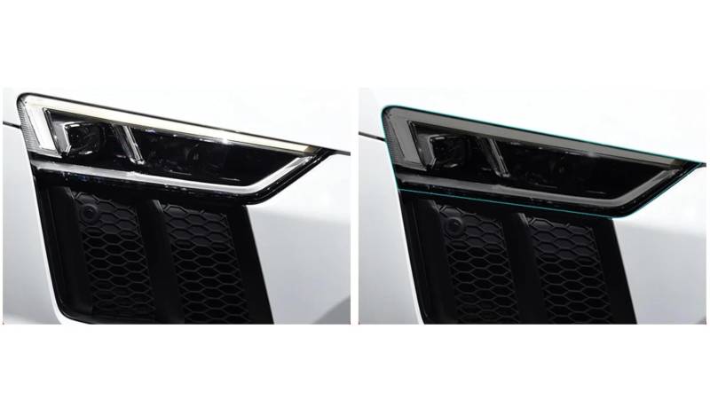 2 Stück Auto Scheinwerfer Schutzfolie Vinyl Schutz Transparent Schwarz TPU Aufkleber, für Audi R8 42 4S 2006-heute, Auto Scheinwerfer Film Zubehör von MILLYHOUSE