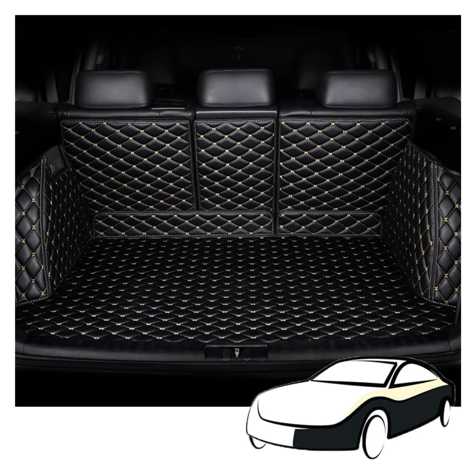 Für Hyundai Für Sonata 2010-2024,Einfache Kofferraumschutzmatte,rutschfeste Kofferraumabdeckung,Vollumschlossene Automatten Ohne Kofferraumabdeckung,C Auto Gummimatten(C) von MINAIE