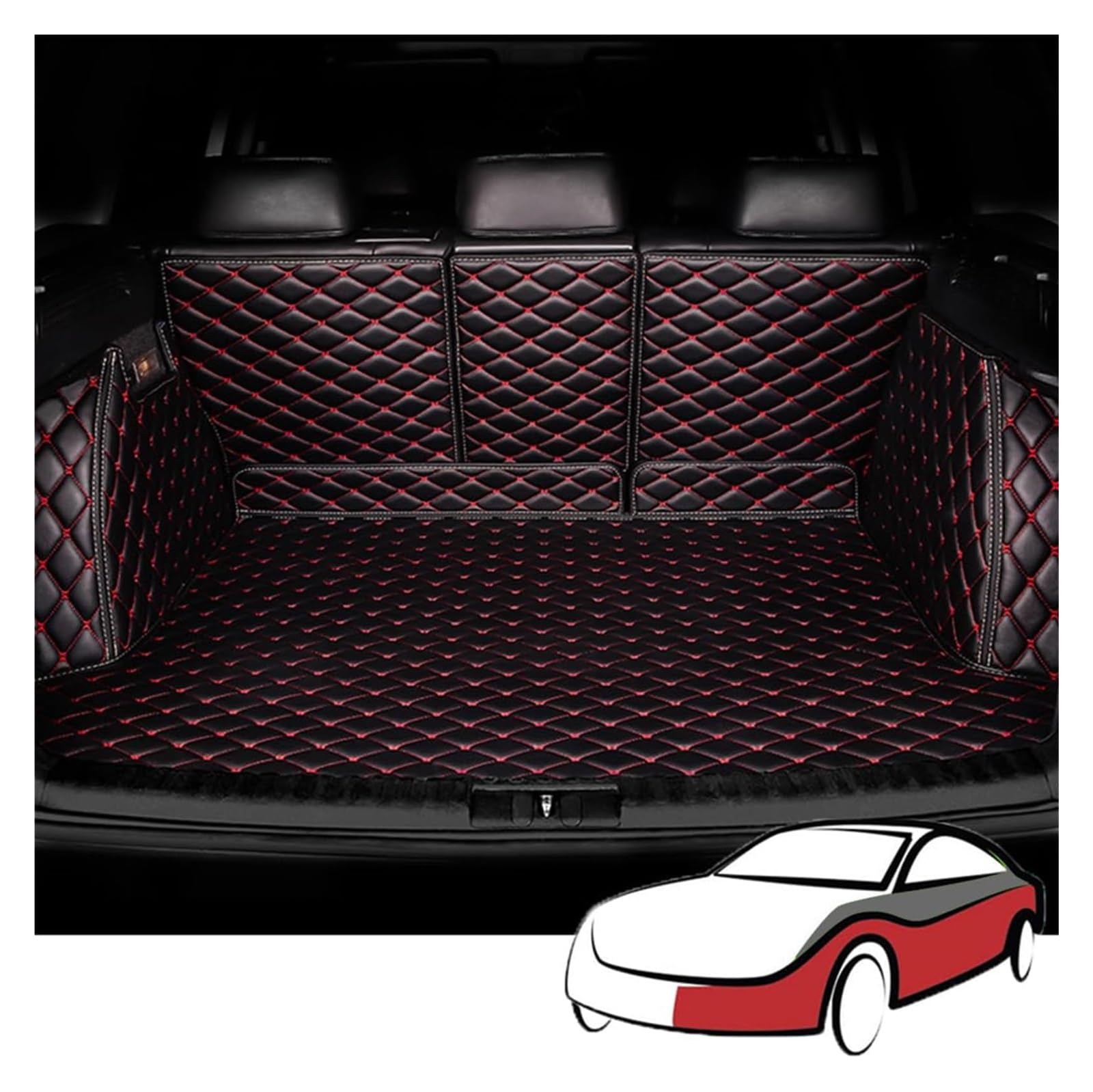 Für Hyundai Für Veloster 2010-2015,leicht Reinigende Schutzmatte,rutschfeste Kofferraumabdeckung,vollumschlossene Automatten Ohne Kofferraumschutz,H Auto Gummimatten(B) von MINAIE
