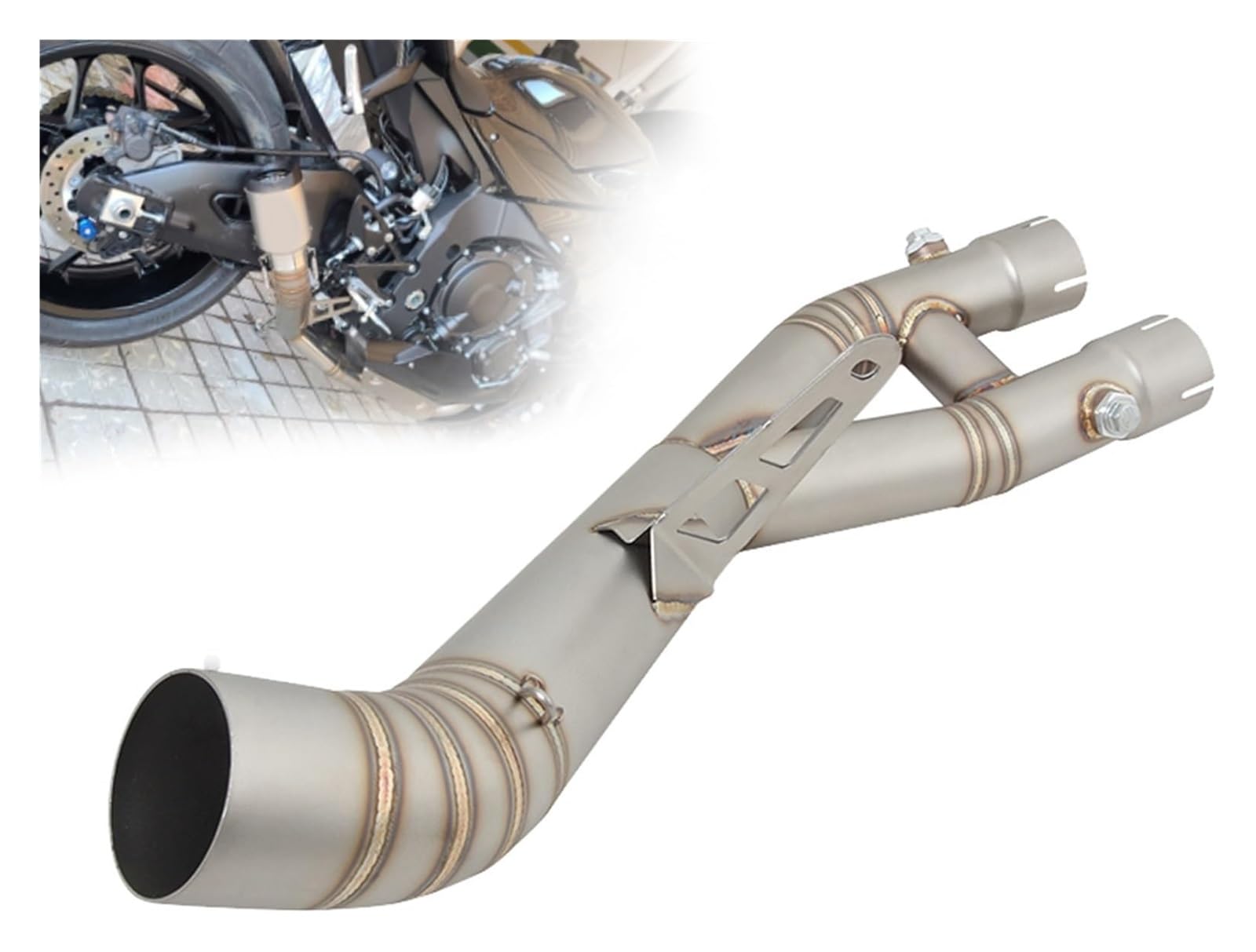 Für Y&amaha YZFR1 YZFR1M YZF R1 R1M 2015-2023 Motorradauspuff Slip-On-Escape-Systeme Mid Link Pipe Connection 60mm Schalldämpfer Auspuff Schalldäm von MINAIE