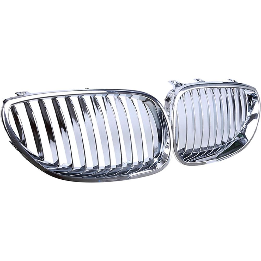 Auto Kühlergrill für BMW 5 Series E60 E61 2004-2010, Frontgrill Vordere Stoßstange Grille Wetterfest Kühlergitter Mesh Grill Außen Tuning Zubehör,C/Silver von MINGRUILIHAI