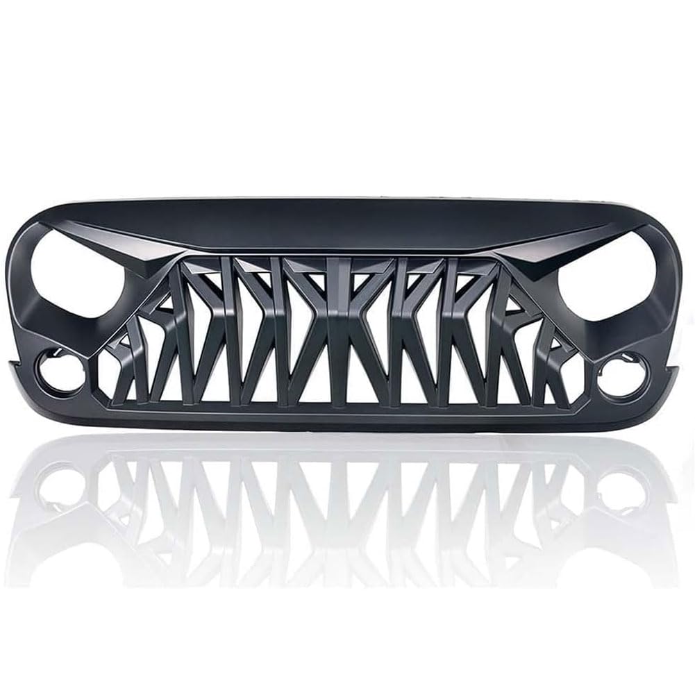 Auto Kühlergrill für Jeep Wrangler JK JKU Rubicon Sahara Sport 2007-2017, Frontgrill Vordere Stoßstange Grille Wetterfest Kühlergitter Mesh Grill Außen Tuning Zubehör,A/Black von MINGRUILIHAI