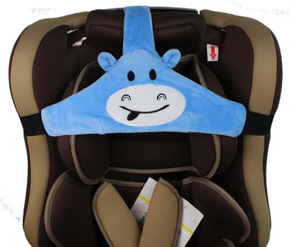 MINGZE Baby Autositz Kopfunterstützung, Auto Sicherer und gemütlicher Schlafpositionierer, Einstellbar Sicherheitssitz Befestigungsgurt, Protektor Kopfstütze Nackenstütze für Kinder Baby (Blau) von MINGZE