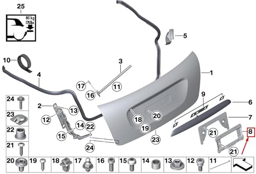 Passend für Kennzeichenhalter für hinten, für Mini Cooper R56, 51182757048, 2757048 von MINI