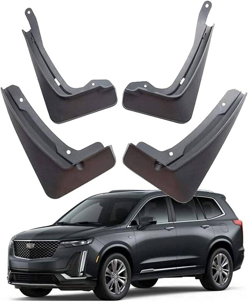 4 Stücke Auto Schmutzfänger Spritzschutz Kit für Cadillac XT6 2019-2021, Auto Kotflügel Vorne und Hinten Fender Schutzblech Schwarz Zubehör, Wasserdicht Durevole von MINIKS