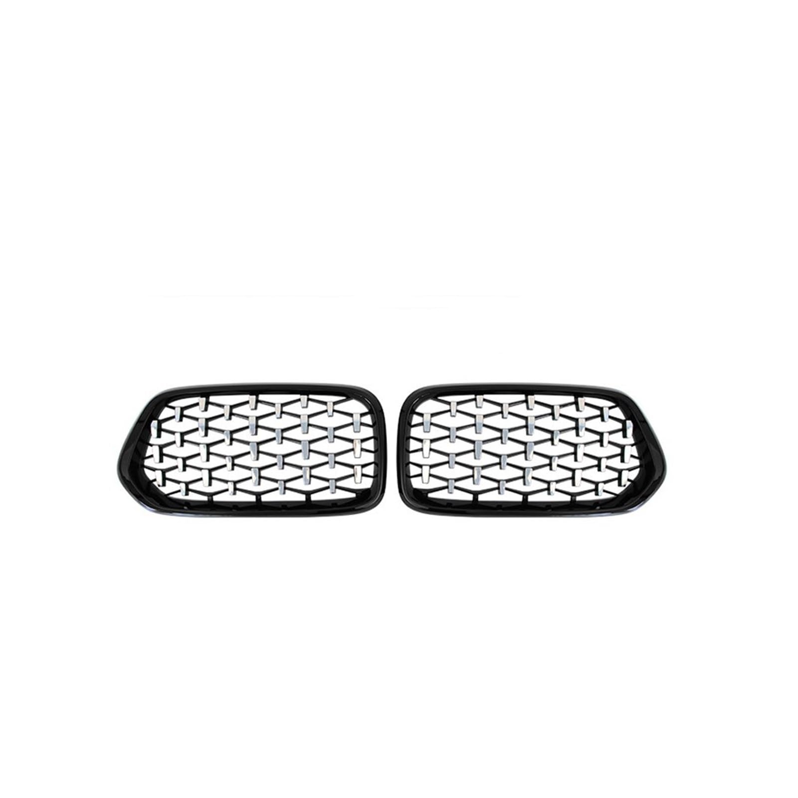 Auto Frontgrill 1 Paar Links Rechts Vorne Diamant Nierengrill Renngitter Glanzschwarz Meteor Style Für X2 F39 2018 2019 2020 2021 Kühlergrill(Black and Silver) von MINIKS