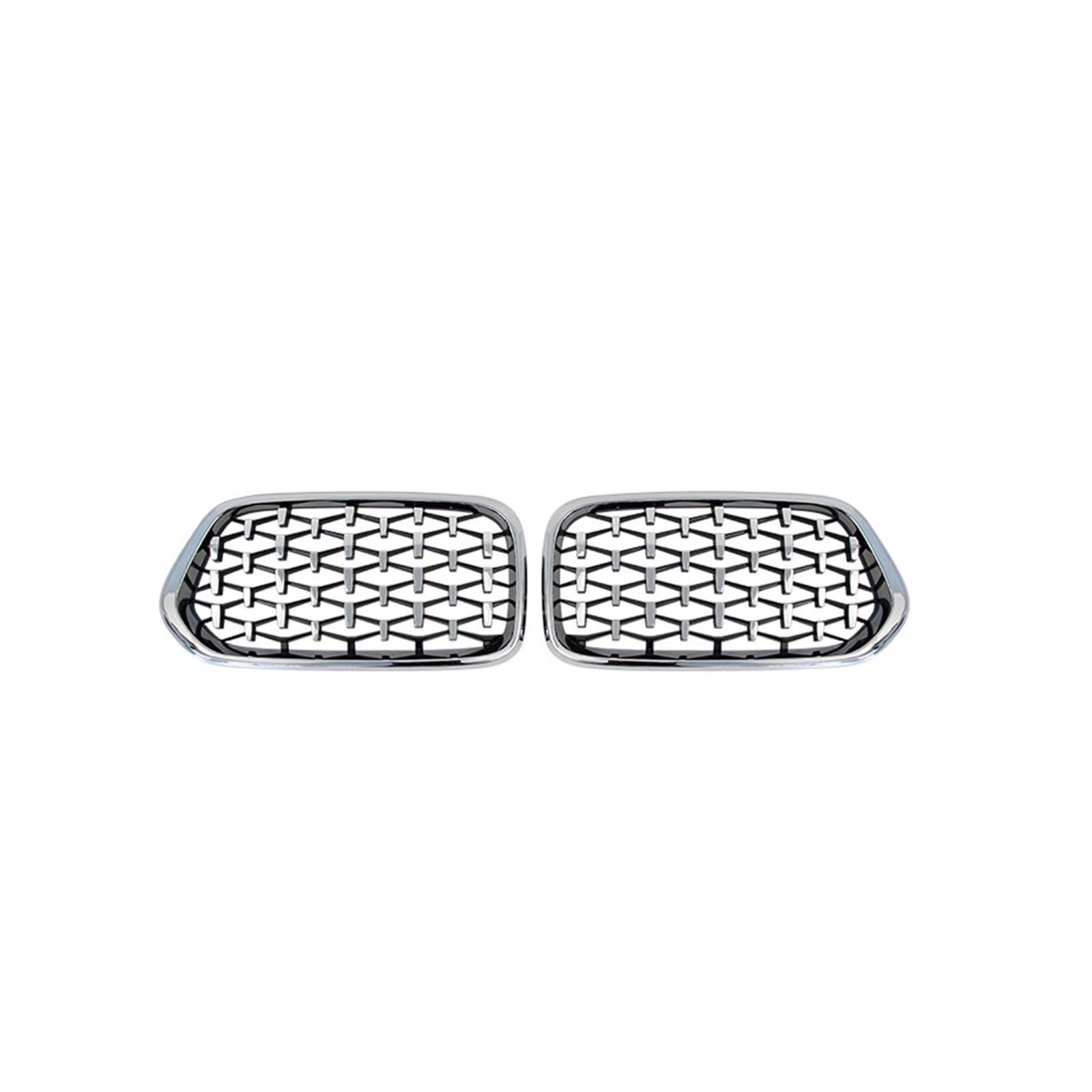 Auto Frontgrill 1 Paar Links Rechts Vorne Diamant Nierengrill Renngitter Glanzschwarz Meteor Style Für X2 F39 2018 2019 2020 2021 Kühlergrill(Silber) von MINIKS