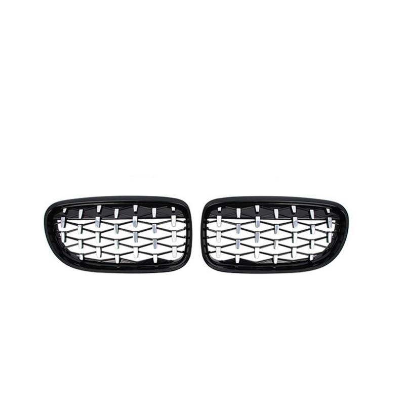 Auto Frontgrill ABS Glänzend Schwarzer Frontnierengrill 51137254967 51137254968 Gitter Im Diamant-Meteor-Stil Für E92 E93 LCI 2 Türen 2010 2011 2012 2013 Kühlergrill(Black and Silver) von MINIKS